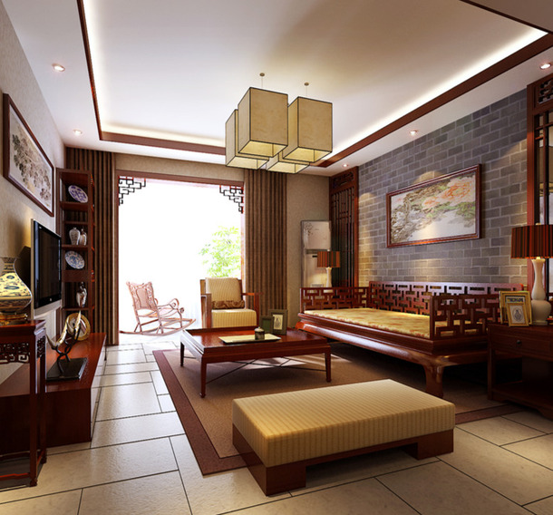 裝修效果圖－中式紅木客廳裝修設(shè)計圖片.jpg