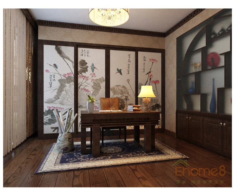 大美天第書房詩意屏風裝修效果圖