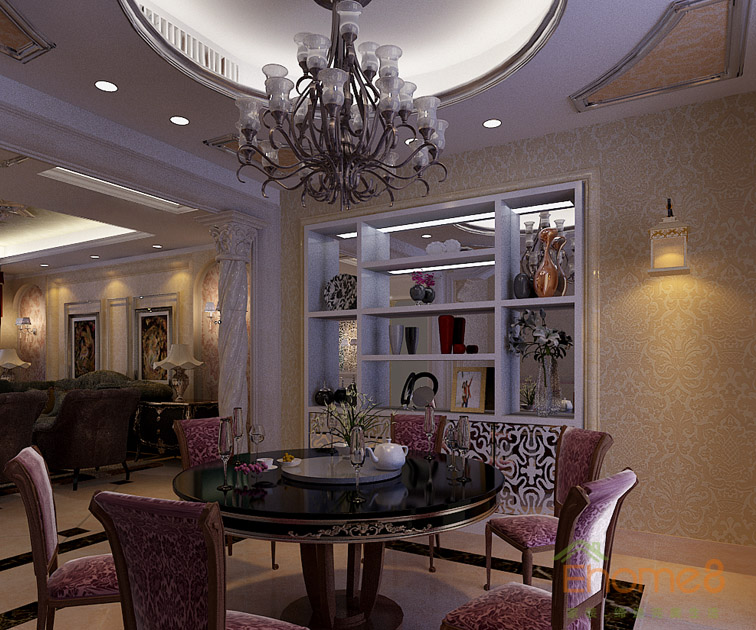 現(xiàn)代氣息餐廳吊燈餐桌美圖