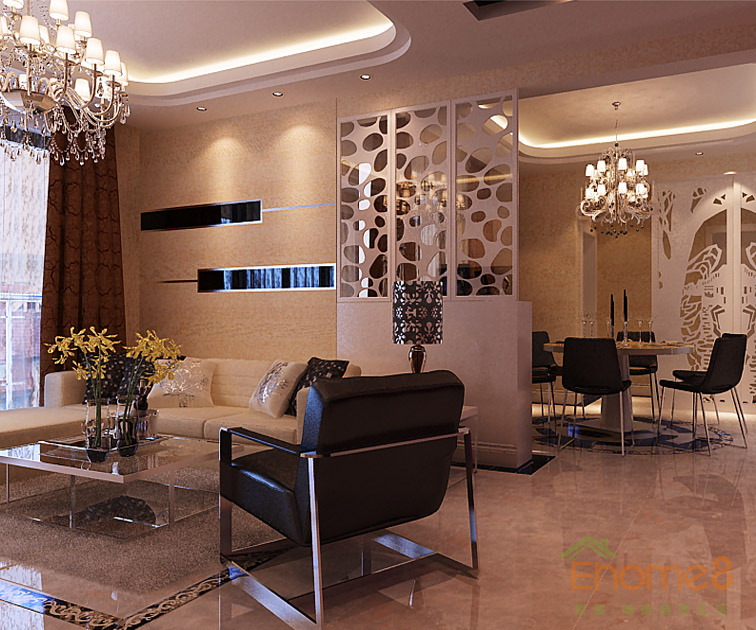 現(xiàn)代氣息淡黃色調客廳一角裝修效果圖2