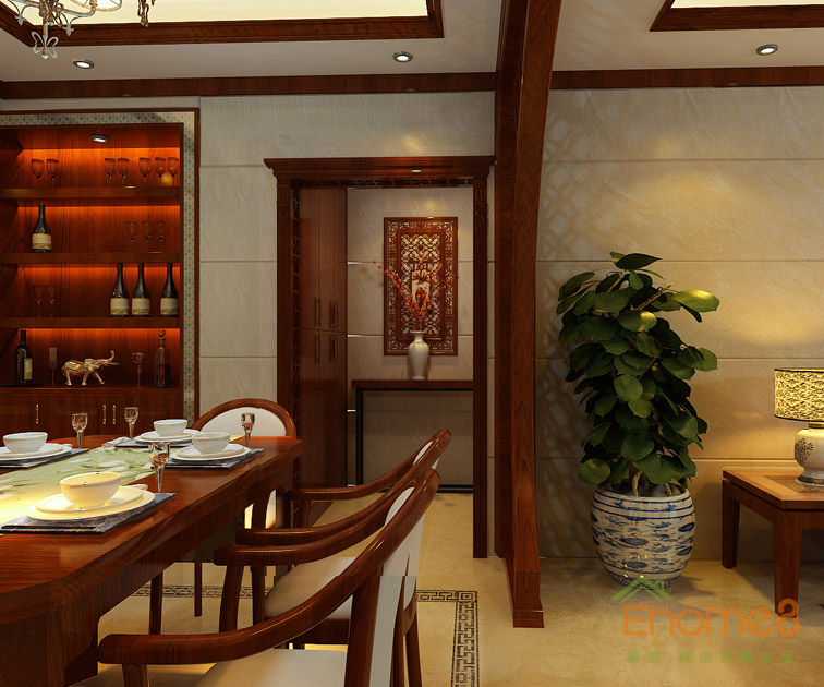 東岸花園中式風(fēng)格餐廳餐桌裝修效果圖3.jpg