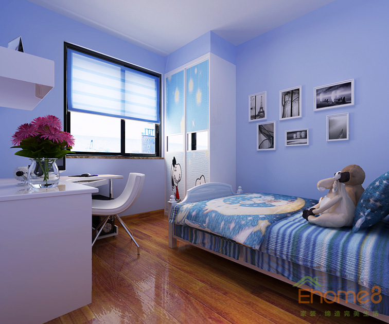 淺藍格調兒童房裝修效果圖1