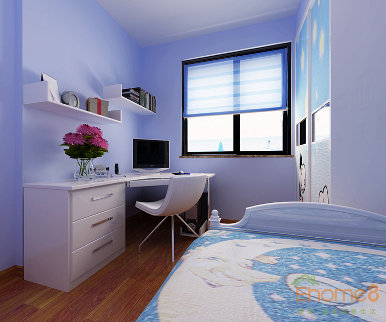 淺藍格調兒童房裝修效果圖2