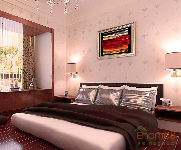 東城印象兩房一廳客廳臥室裝修效果圖