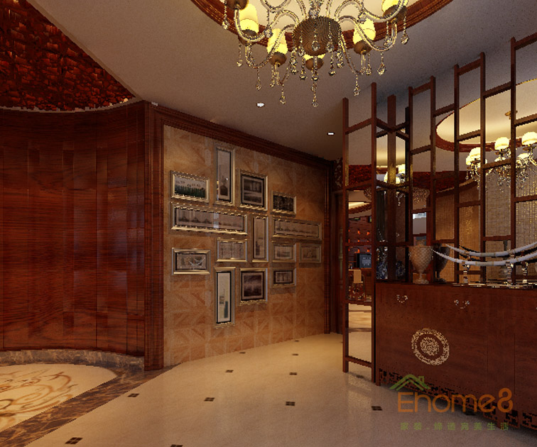 東城印象客廳相冊墻玄關裝修效果圖