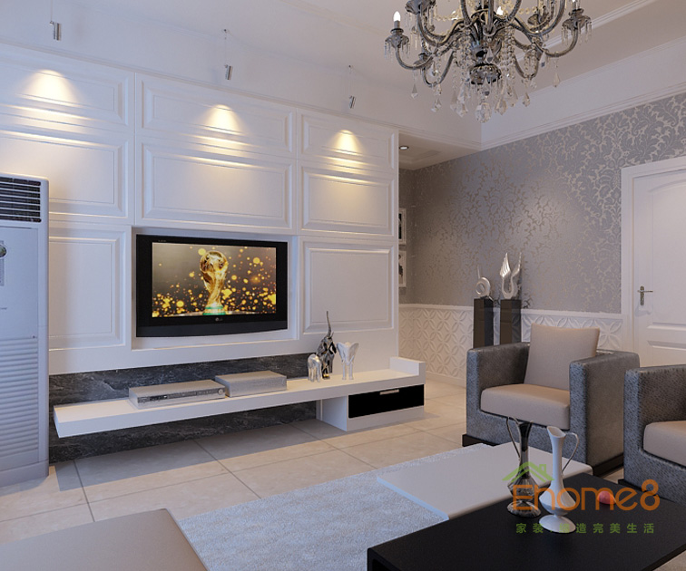 東郡現代小清新風格113平米客廳裝修效果圖2