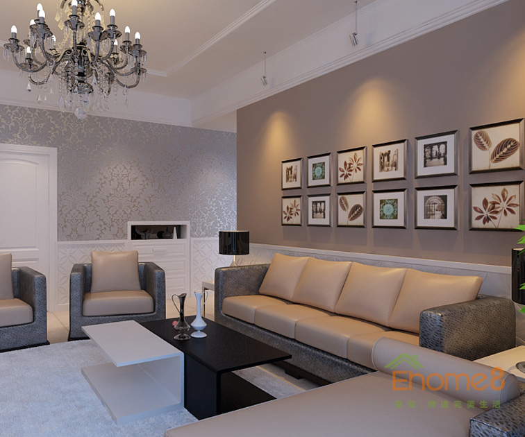 東郡現代小清新風格113平米客廳裝修效果圖3