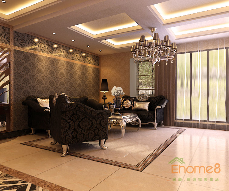 東郡現代小清新風格113平米客廳裝修效果圖4