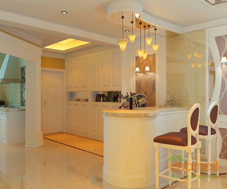 東郡地中海風格138平米餐廳吧臺裝修效果圖125