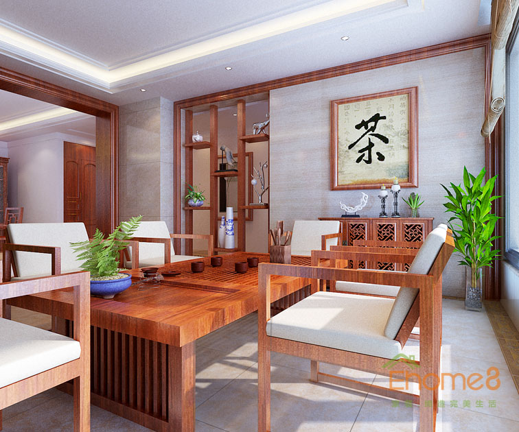 東郡中式風格132平米茶座裝修效果圖1623