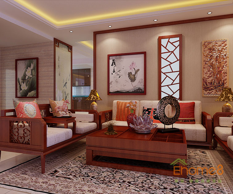 東郡72平米兩房一廳中式客廳裝修效果圖888