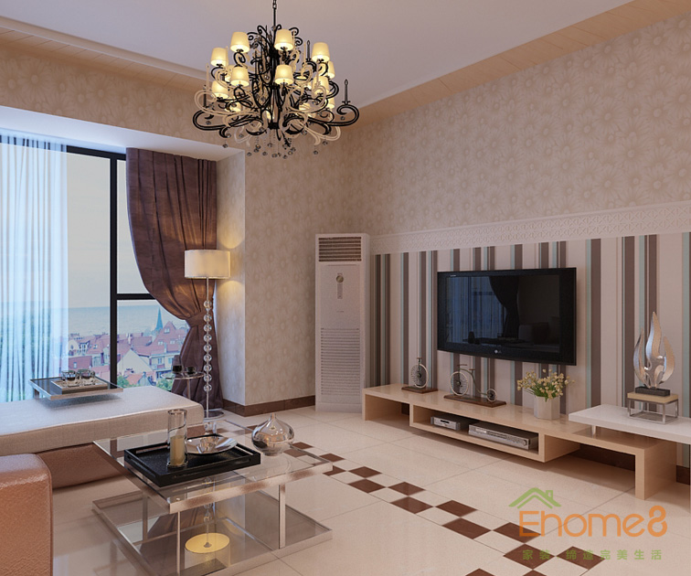 東郡82平米三房一廳小清新客廳裝修效果圖5