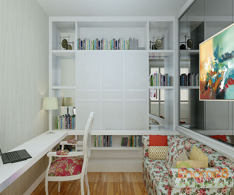 鳳起新都72平米法式風格花式書房裝修效果圖1