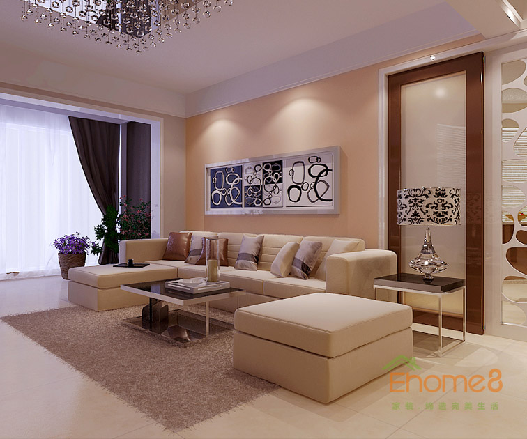 鳳起新都76平米美式風格客廳裝修效果圖123