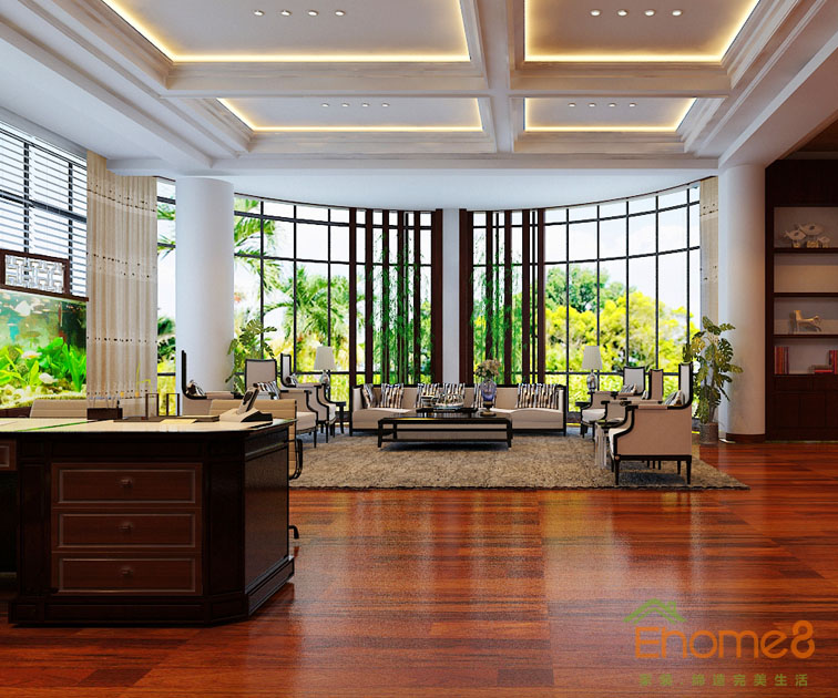 田園風自由舒適辦公室大廳裝修效果圖12345