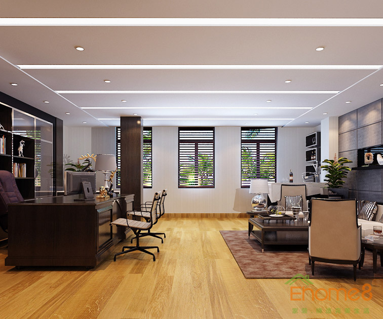 美式簡單舒適總經理辦公室裝修效果圖1