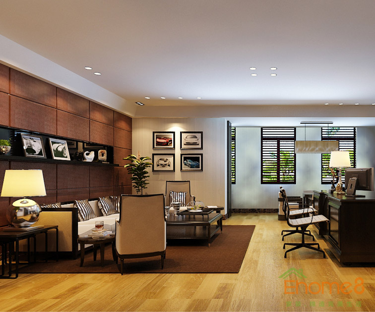 美式簡單舒適總經理辦公室裝修效果圖1234