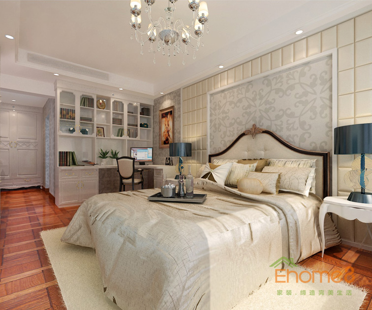 三房一廳112㎡歐洲復(fù)古風(fēng)格主人房裝修效果圖1