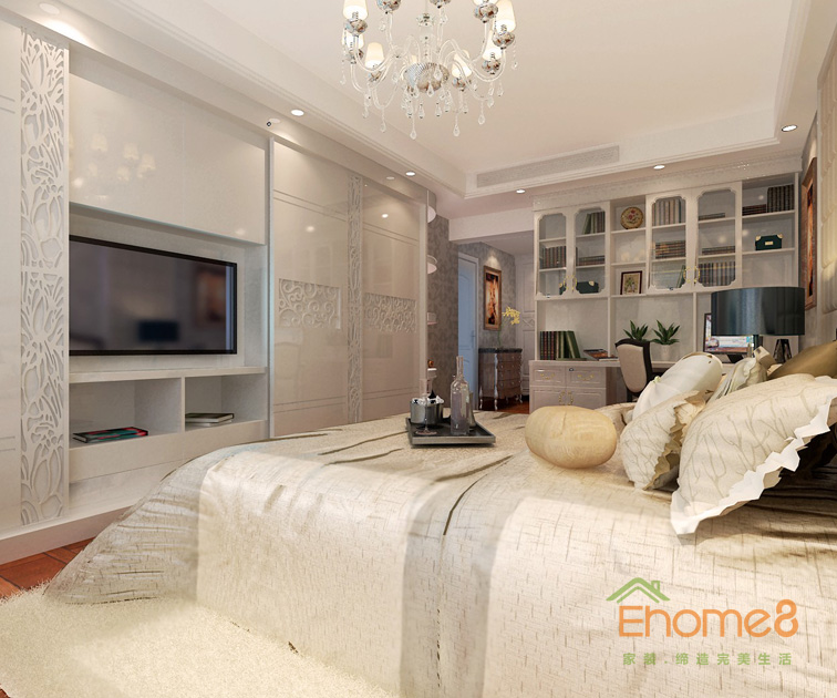 三房一廳112㎡歐洲復(fù)古風(fēng)格主人房裝修效果圖12