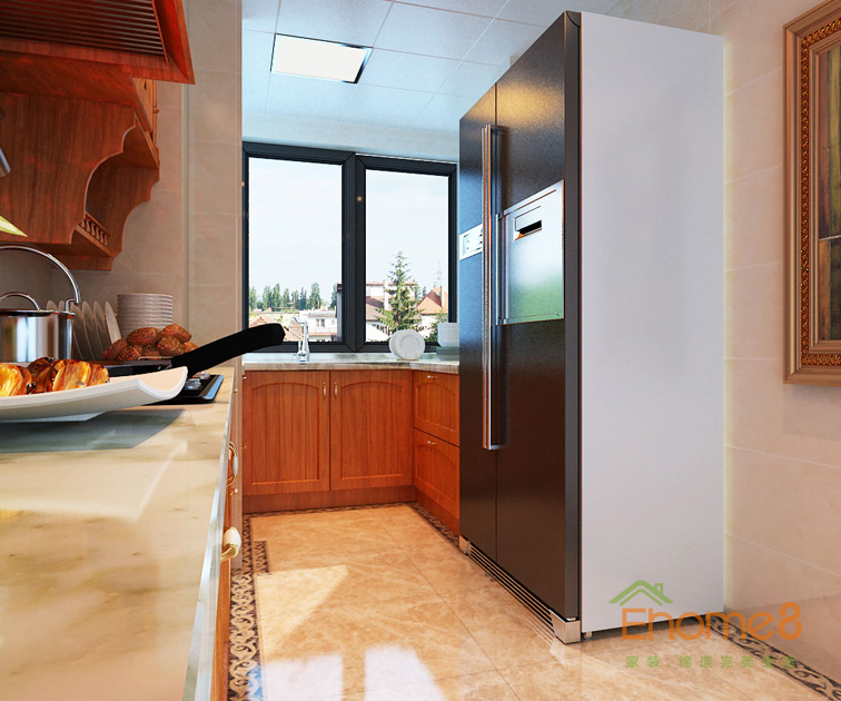 三房一廳112㎡中式風(fēng)格廚房裝修效果圖12