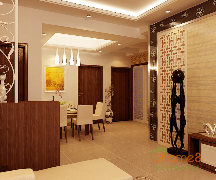 兩房一廳88㎡現(xiàn)代風(fēng)格餐廳過道裝修效果圖1