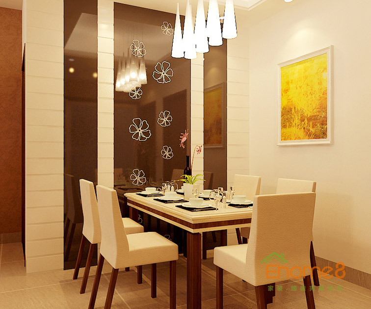 兩房一廳88㎡現(xiàn)代風(fēng)格餐廳裝修效果圖1