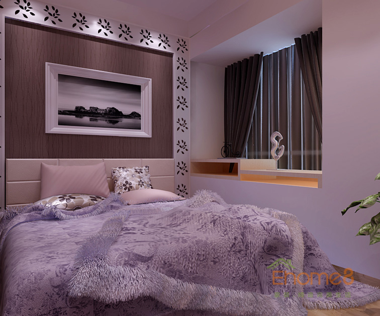 兩房一廳88㎡現(xiàn)代風(fēng)格臥室裝修效果圖1