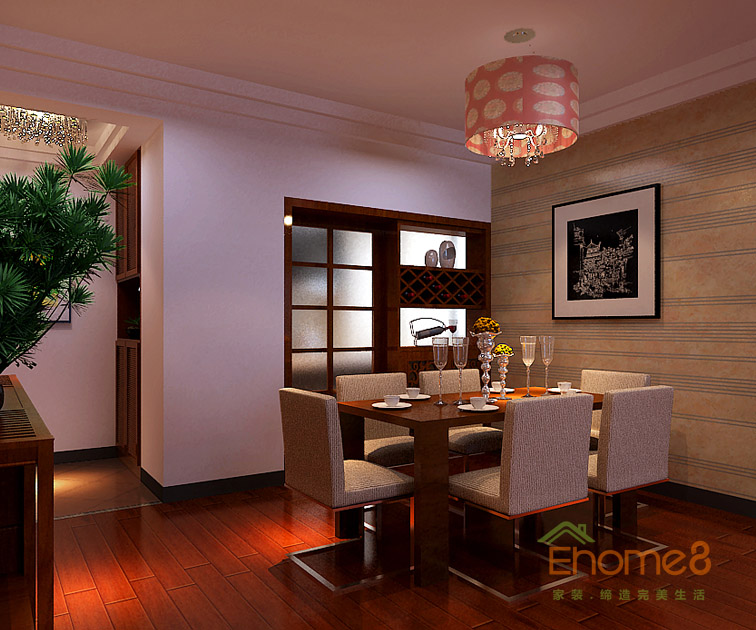 132㎡四房一廳田園風格餐廳裝修效果圖2