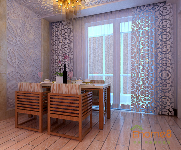 65㎡兩房一廳現(xiàn)代簡約風(fēng)格餐廳裝修效果圖1