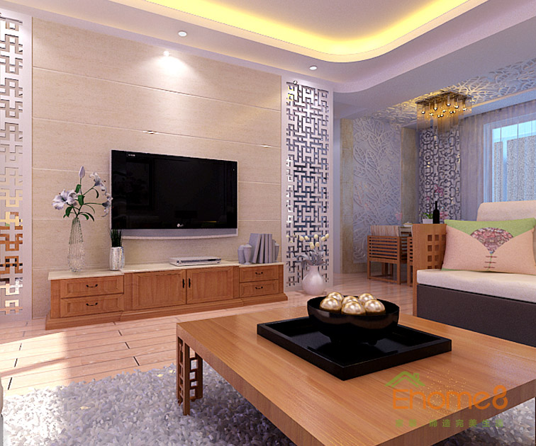 65㎡兩房一廳現(xiàn)代簡約風(fēng)格客廳裝修效果圖12