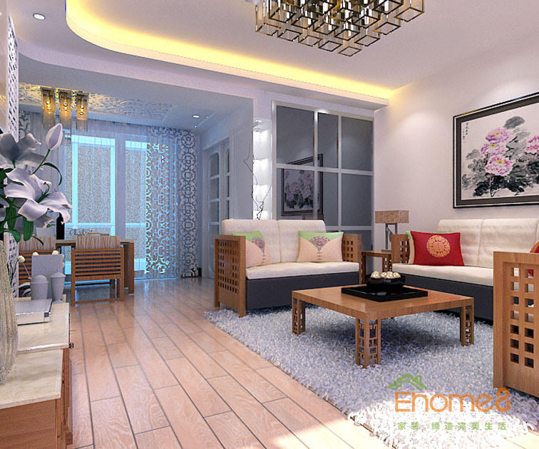 65㎡兩房一廳現(xiàn)代簡約風(fēng)格客廳裝修效果圖123