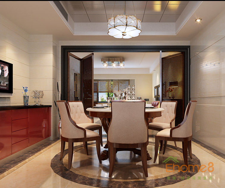 73㎡兩房一廳法式風(fēng)格餐廳裝修效果圖12