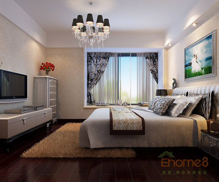 73㎡兩房一廳法式風(fēng)格臥室裝修效果圖12