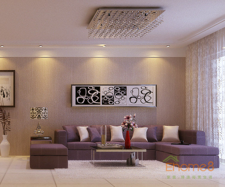 48㎡小戶型法式風格沙發(fā)墻裝修效果圖1