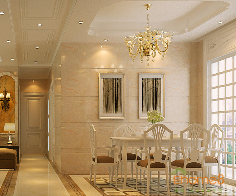 73㎡兩房一廳歐式風(fēng)格餐廳裝修效果圖1