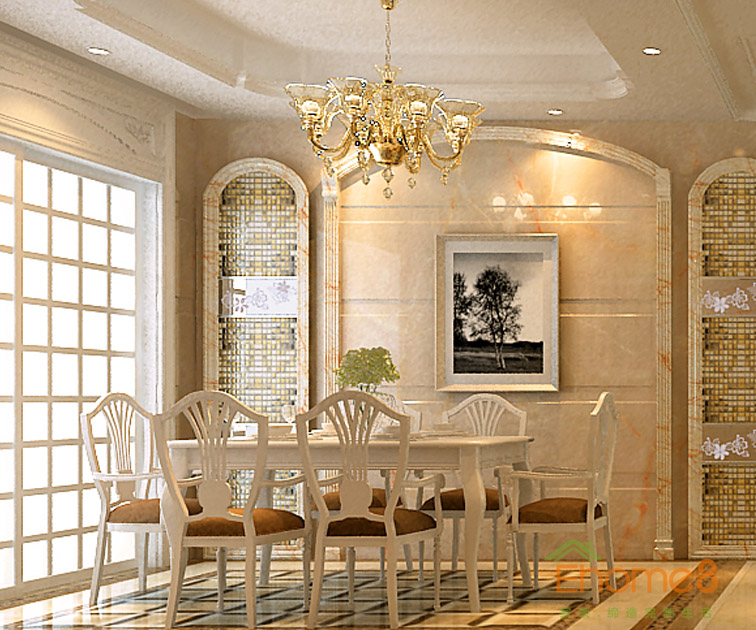 73㎡兩房一廳歐式風(fēng)格餐廳裝修效果圖11