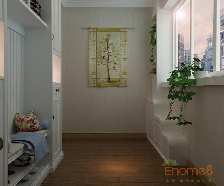 73㎡兩房一廳田園風格客廳窗戶裝修效果圖12