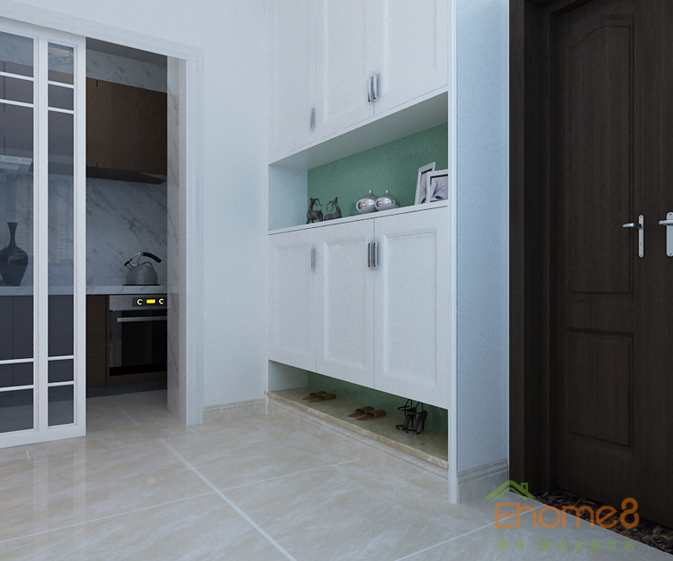 67㎡兩房一廳法式風(fēng)格入戶玄關(guān)裝修效果圖1