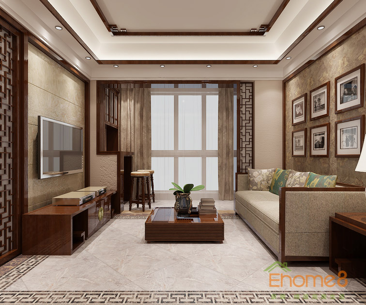 37㎡小戶型中式風(fēng)格客廳裝修效果圖1133