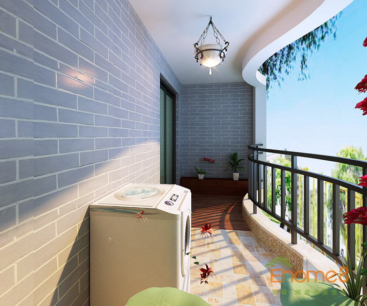 108㎡三房一廳法式風(fēng)格陽臺裝修效果圖