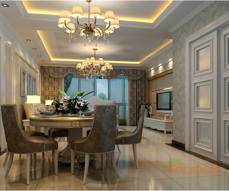 142㎡四房一廳法式風格餐廳裝修效果圖22