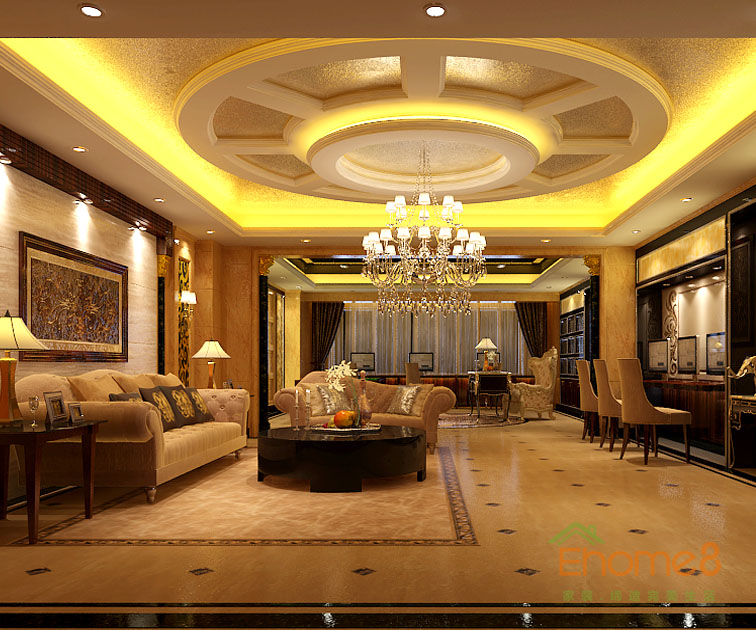 300㎡豪華別墅法式風格客廳裝修效果圖662