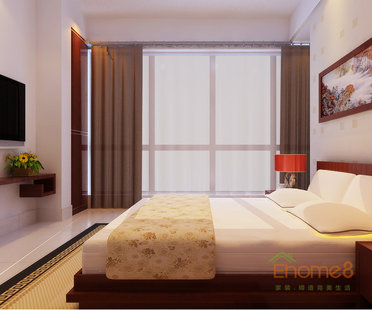 72㎡兩房一廳中式原木風格臥室裝修效果圖555