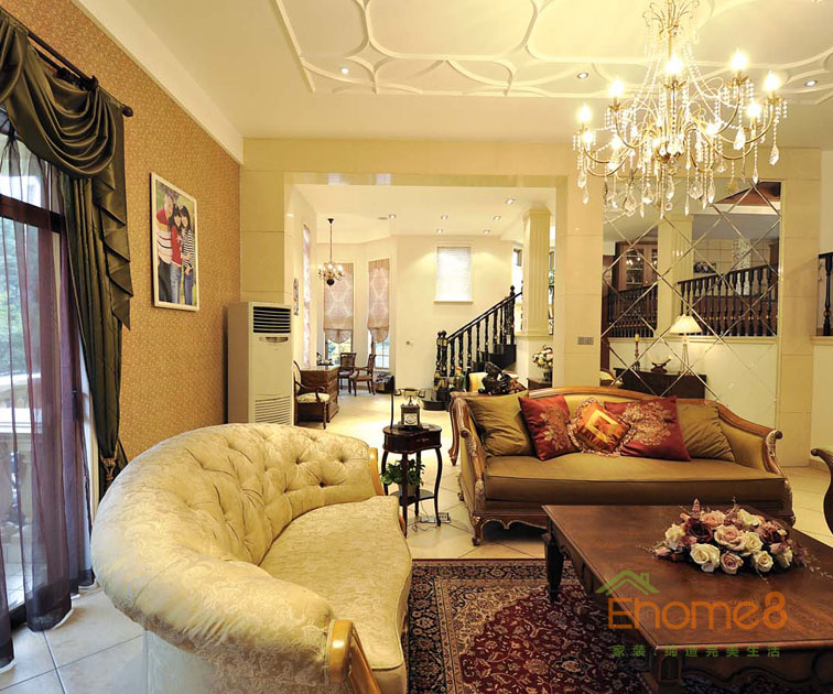 215㎡別墅歐洲風格客廳裝修效果圖13.jpg
