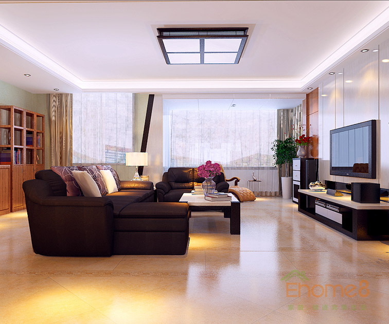 119㎡三房一廳中式風格客廳裝修效果圖541