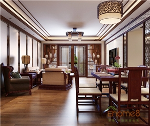 綠城106㎡三房一廳中式風格裝修效果圖