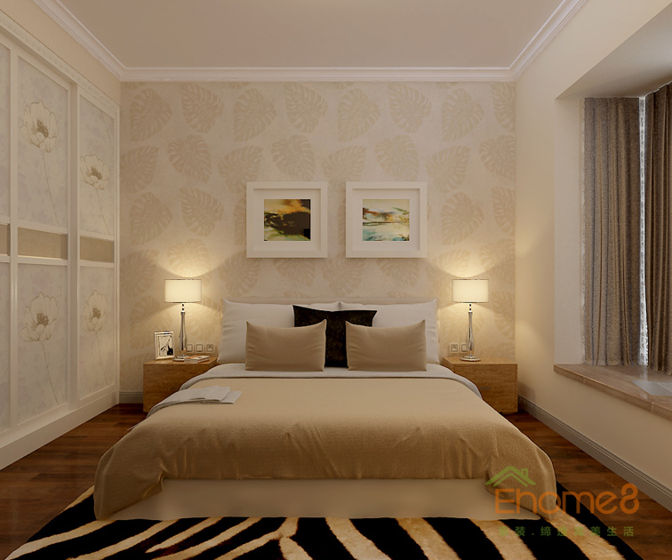 112㎡三房一廳歐式風(fēng)格主臥裝修效果圖