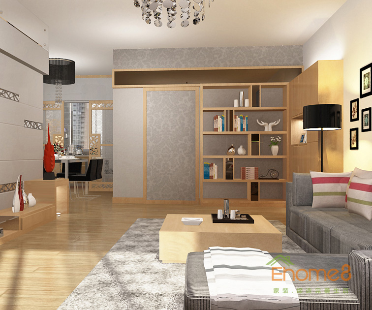 75㎡兩房一廳現代簡約風格客廳裝修效果圖6452.jpg