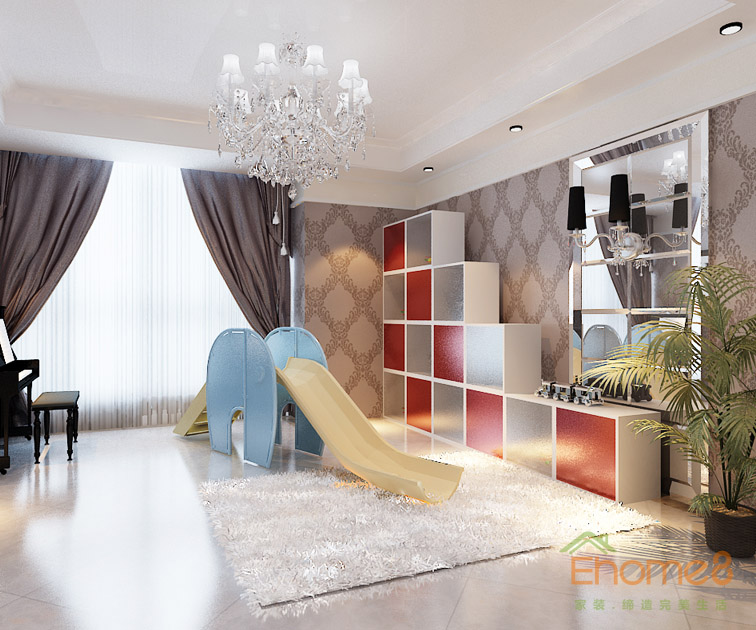 142㎡躍層美式風格兒童娛樂處裝修效果圖.jpg