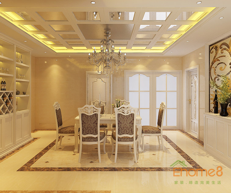 72㎡兩房一廳歐洲風(fēng)格餐廳裝修效果圖